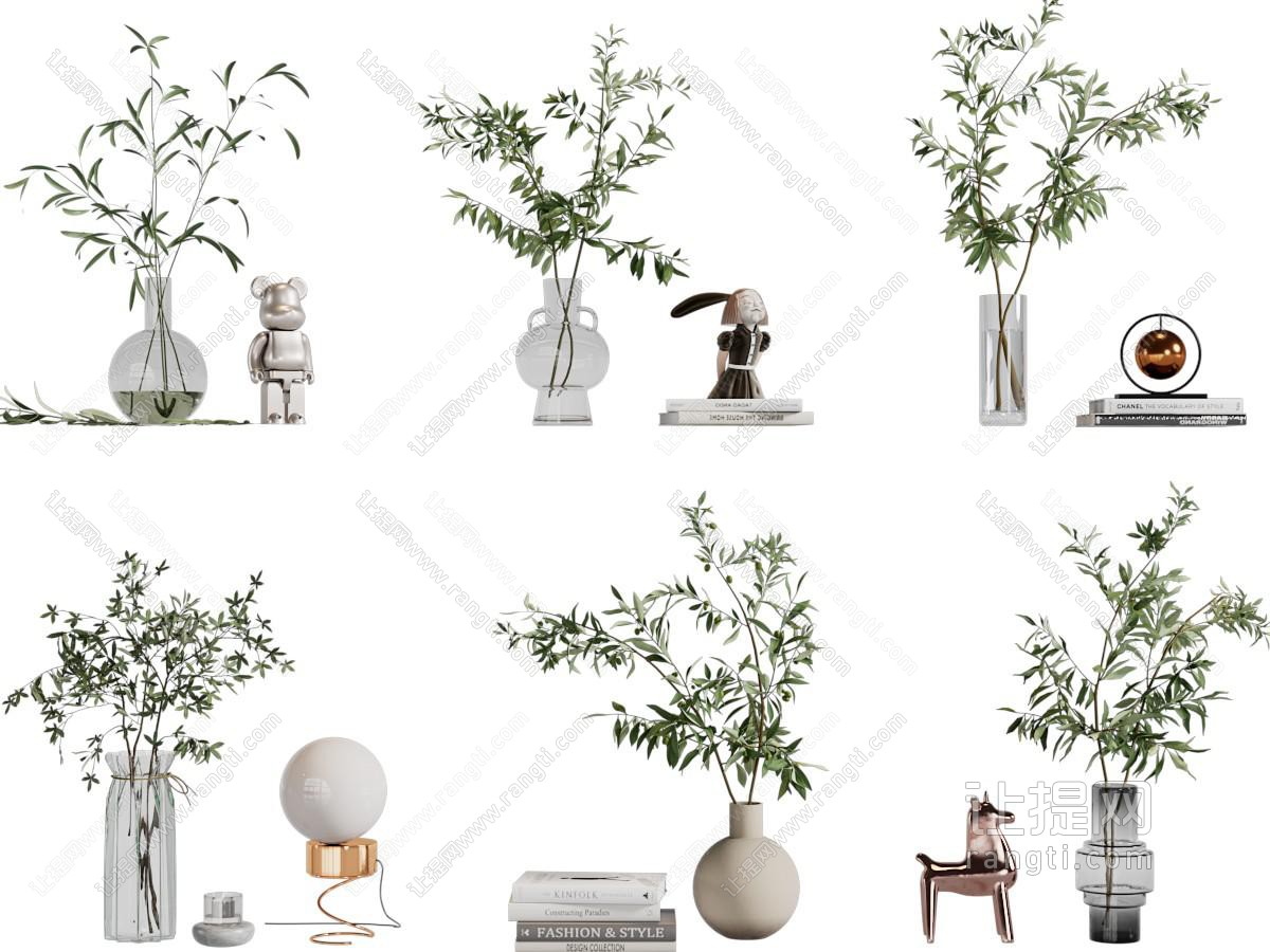 现代玻璃花瓶花卉