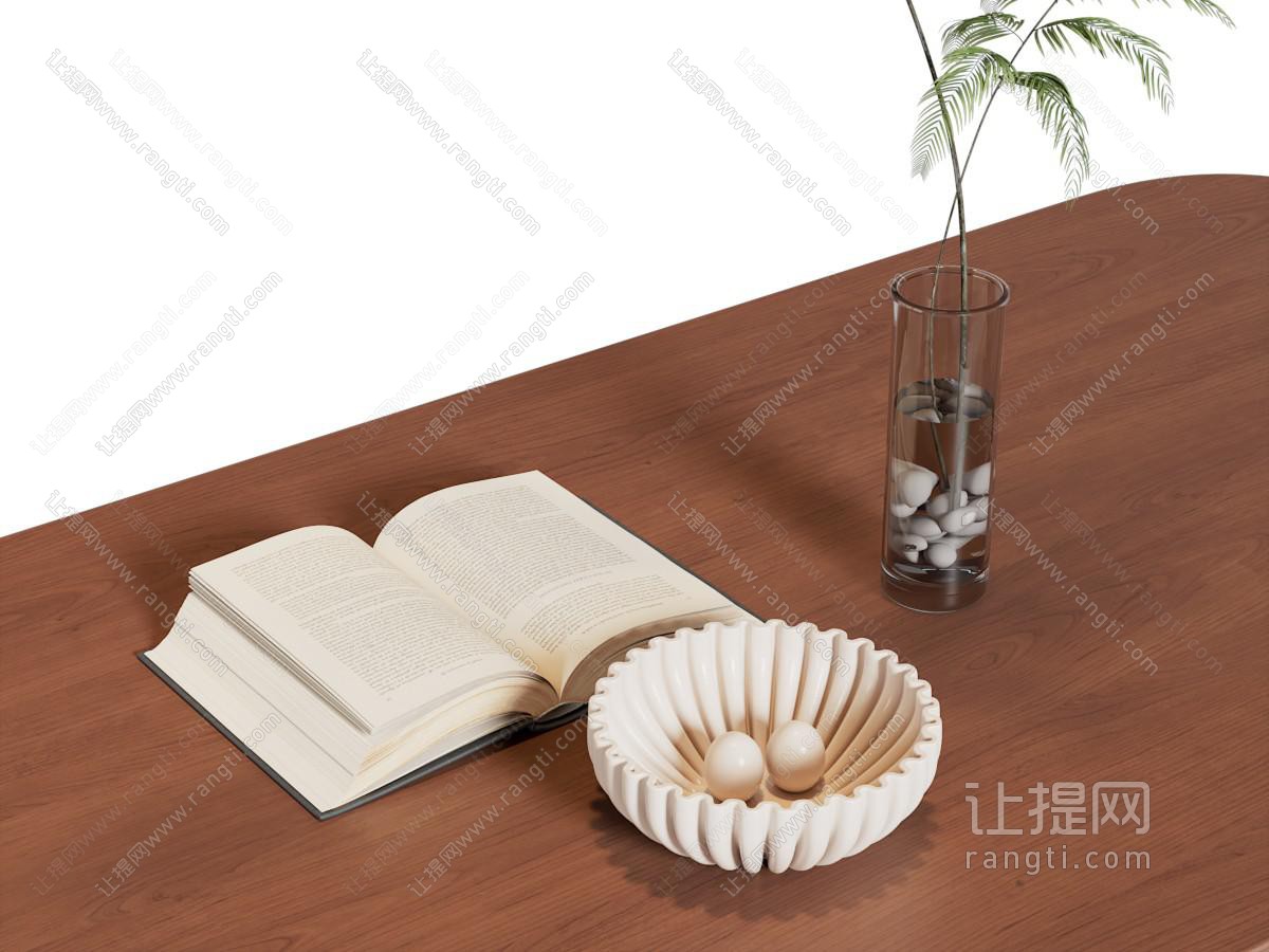 现代书本 花瓶花卉 摆件组合