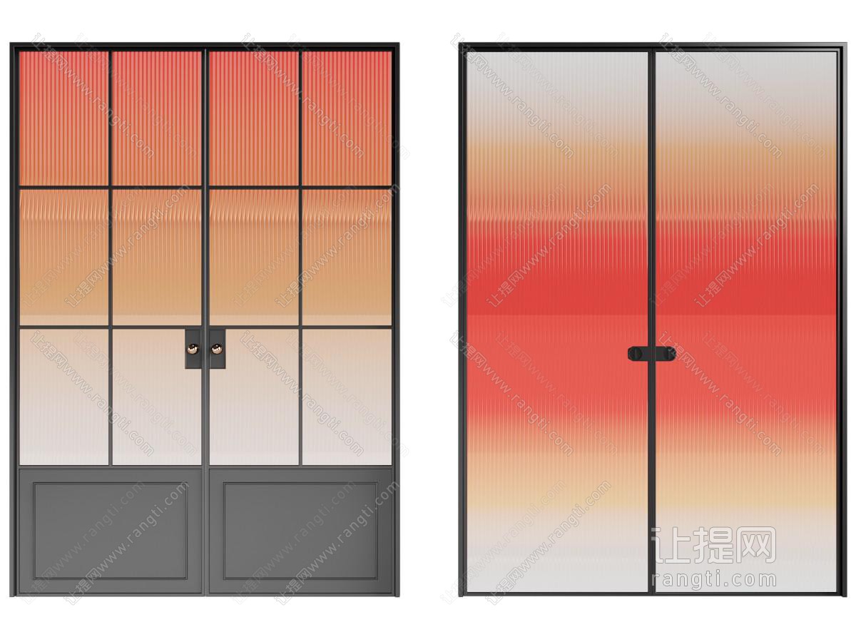 现代渐变玻璃双开门 平开门