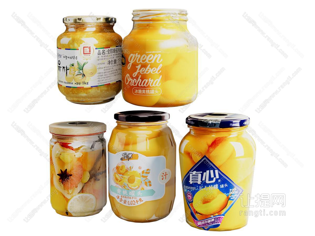 现代水果罐头 水果食物
