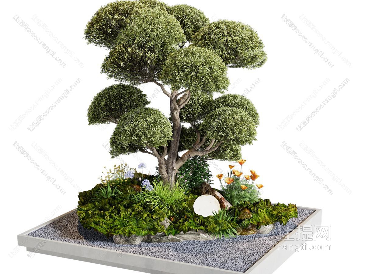 现代树木 花草 景观园艺小品