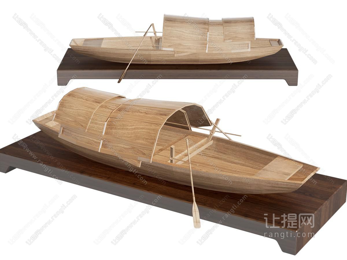现代木船模型摆件组合