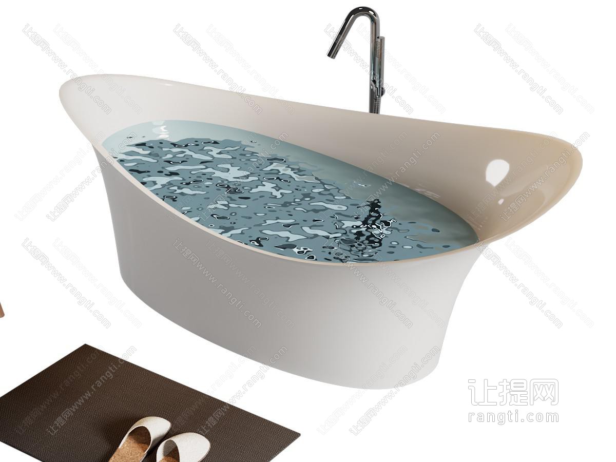 现代陶瓷装满水的浴缸浴盆