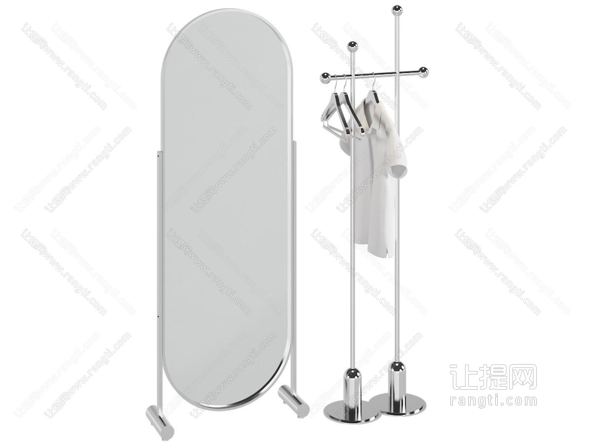 现代穿衣镜 衣架 生活用品
