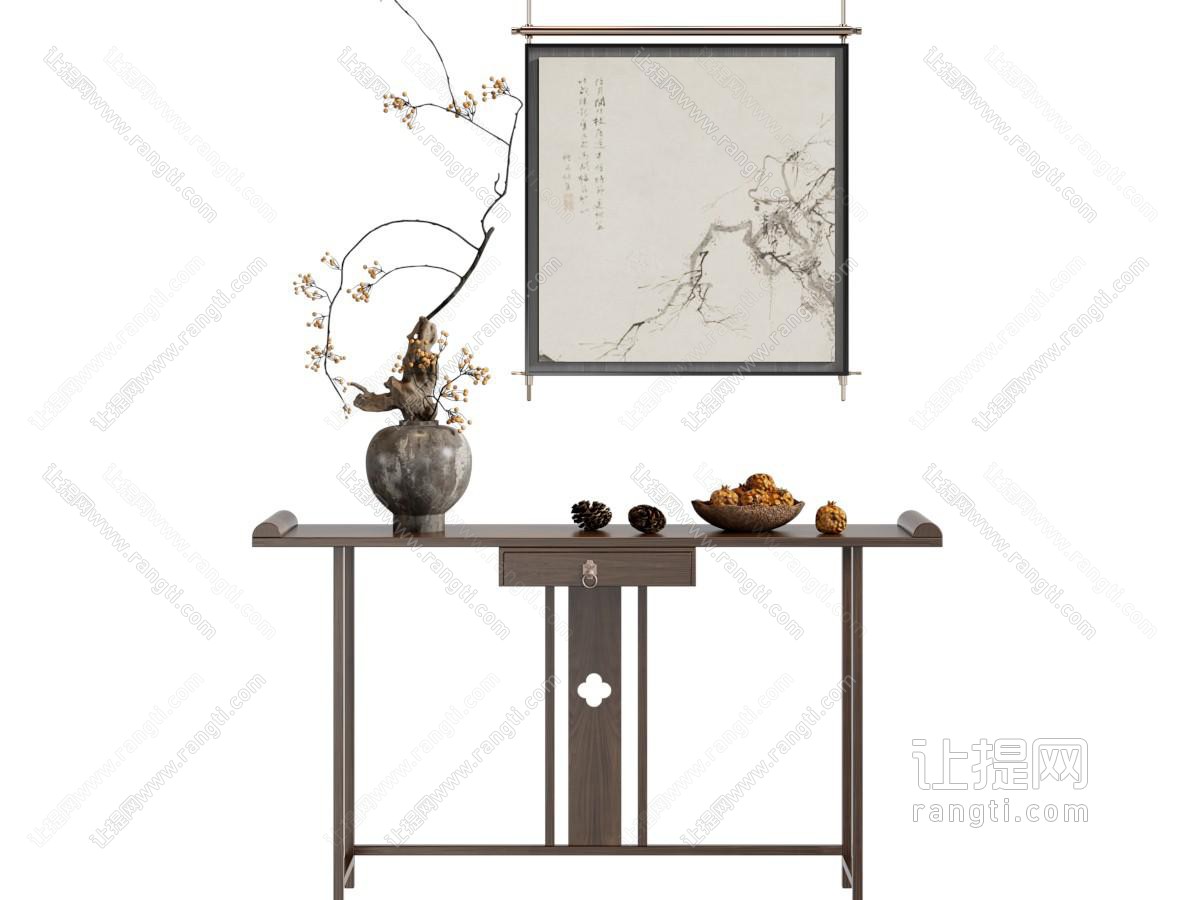 新中式端景台 挂画