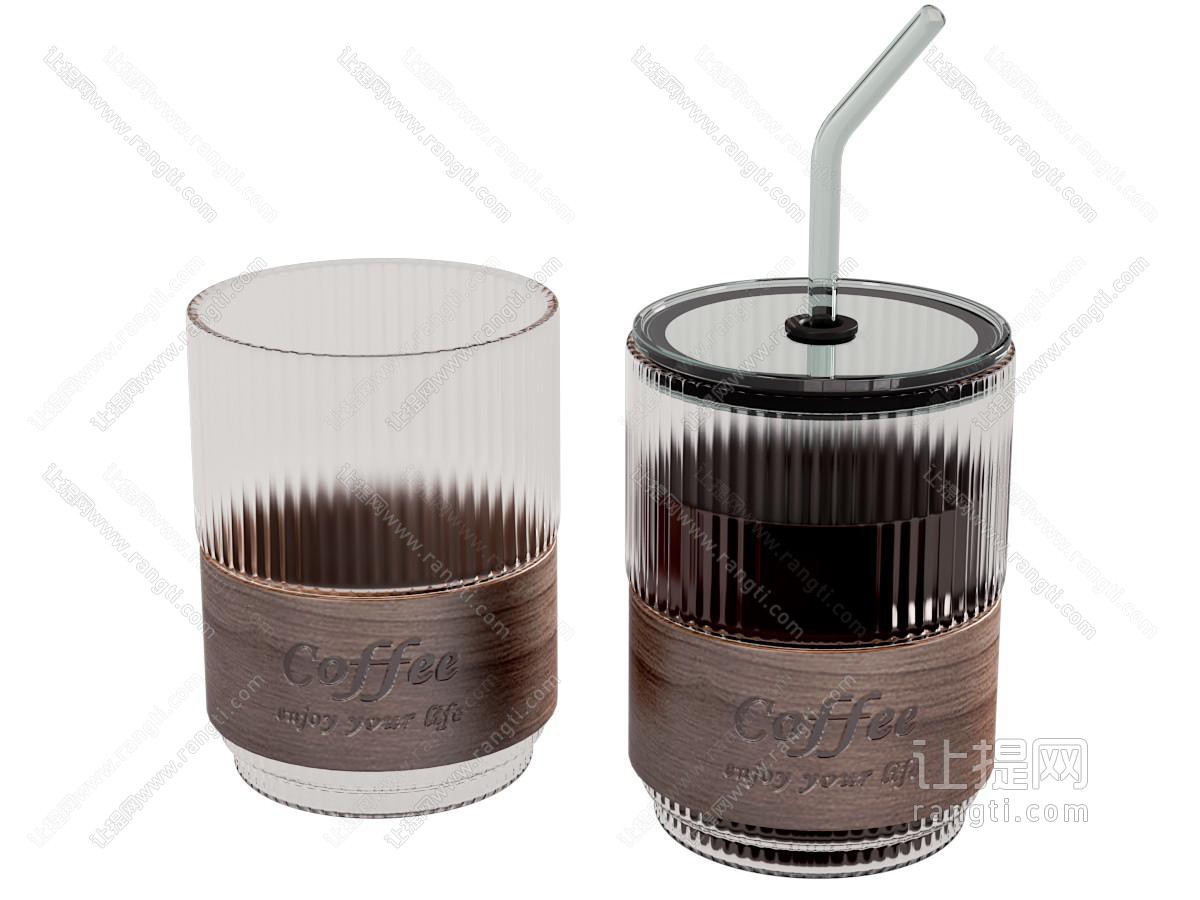 现代玻璃吸管咖啡杯 玻璃杯子
