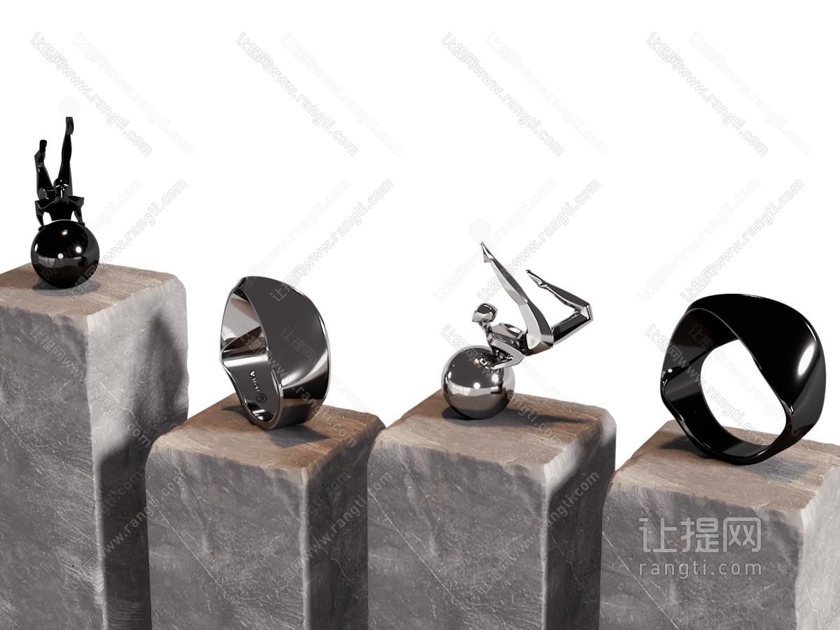 现代金属雕塑雕刻摆件组合