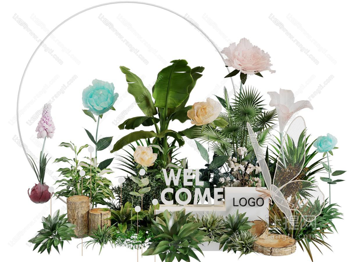 现代花草花卉森系美陈 摆件组合