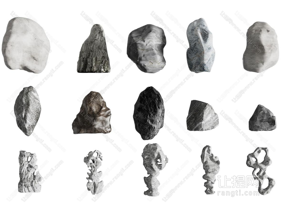 现代假山 石头 雕塑雕刻 摆件组合