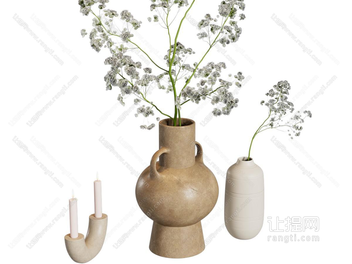 现代陶艺花瓶花卉