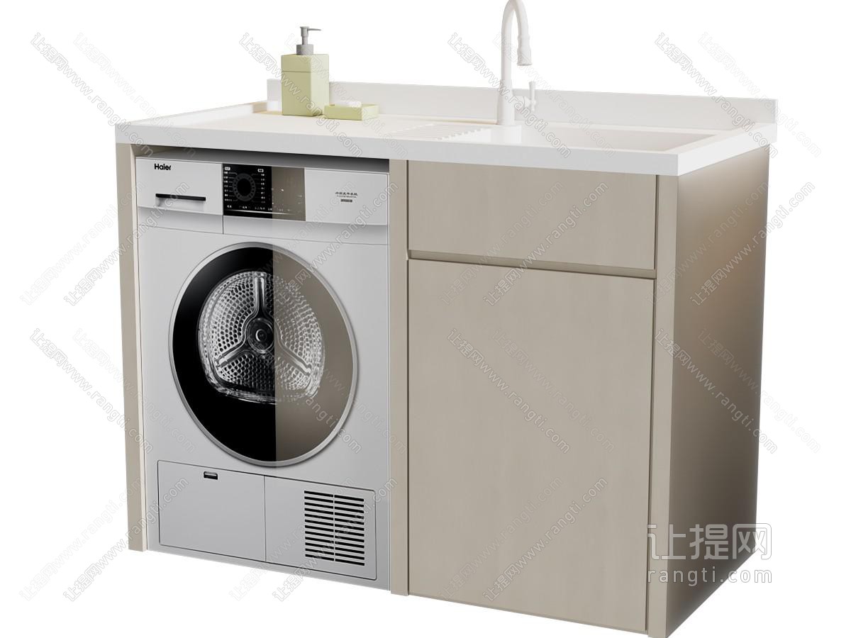 现代阳台洗衣机收纳柜