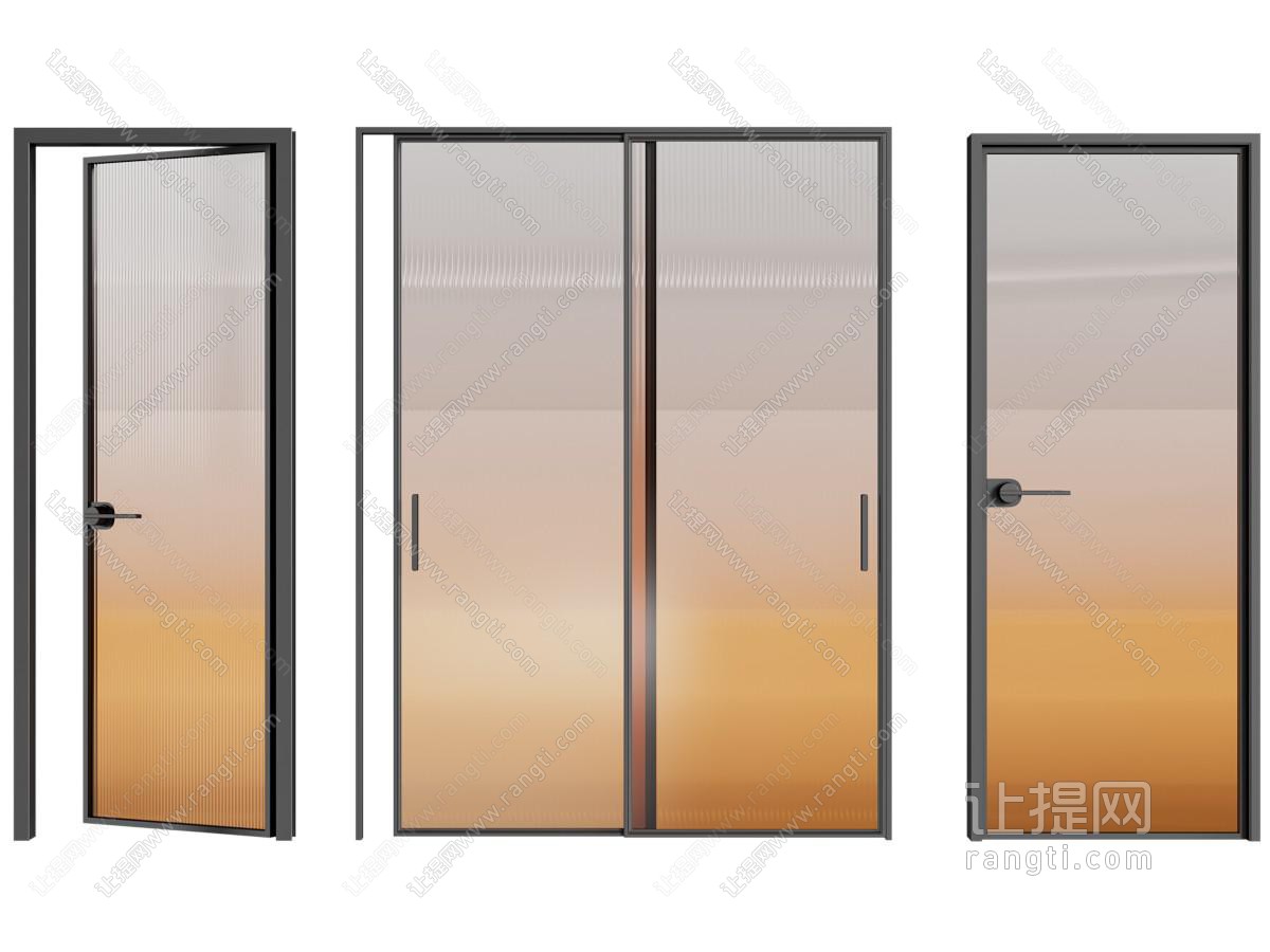 现代渐变玻璃门 平开门 房门