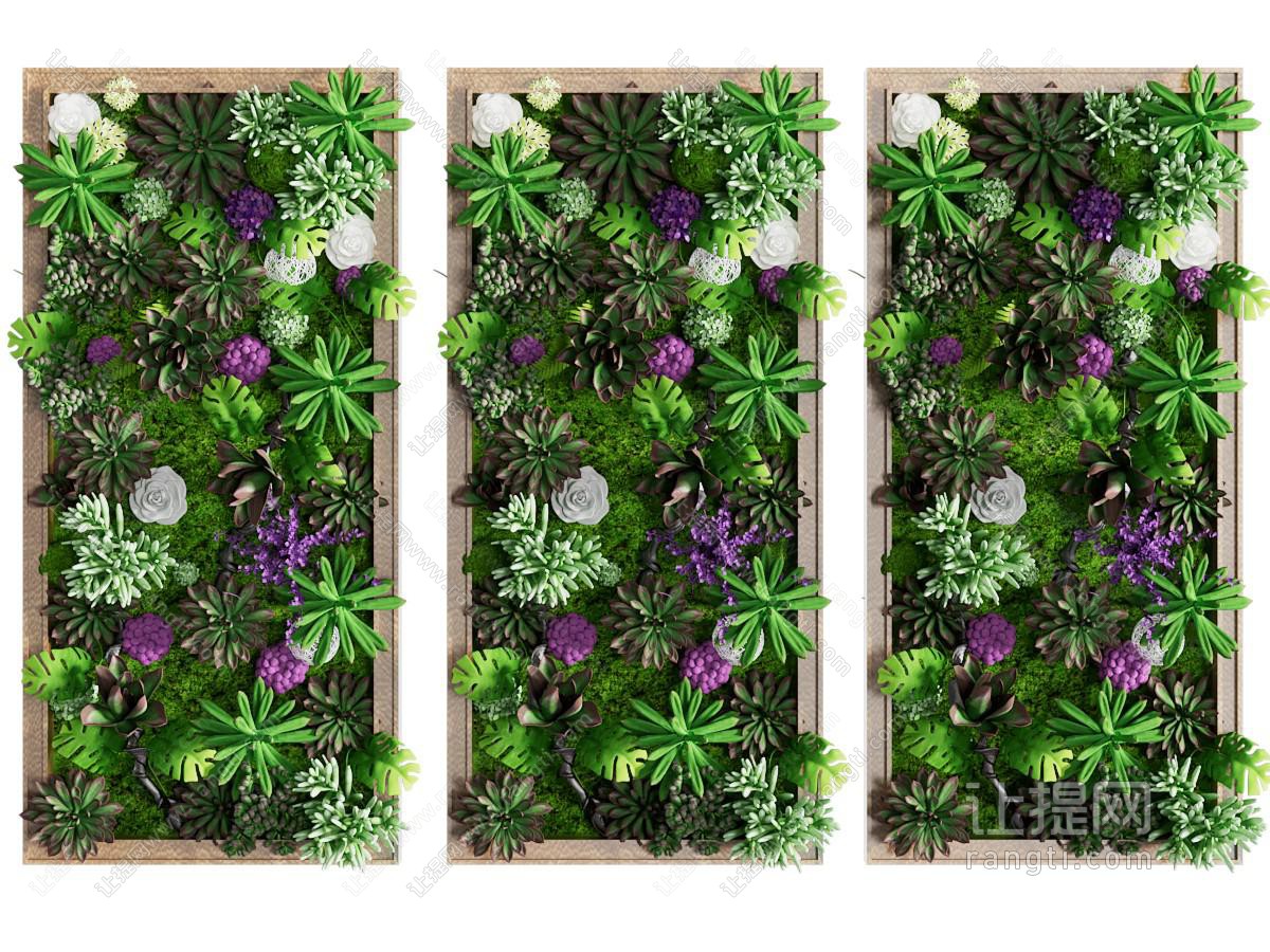 现代实木边框长方形植物墙装饰挂画