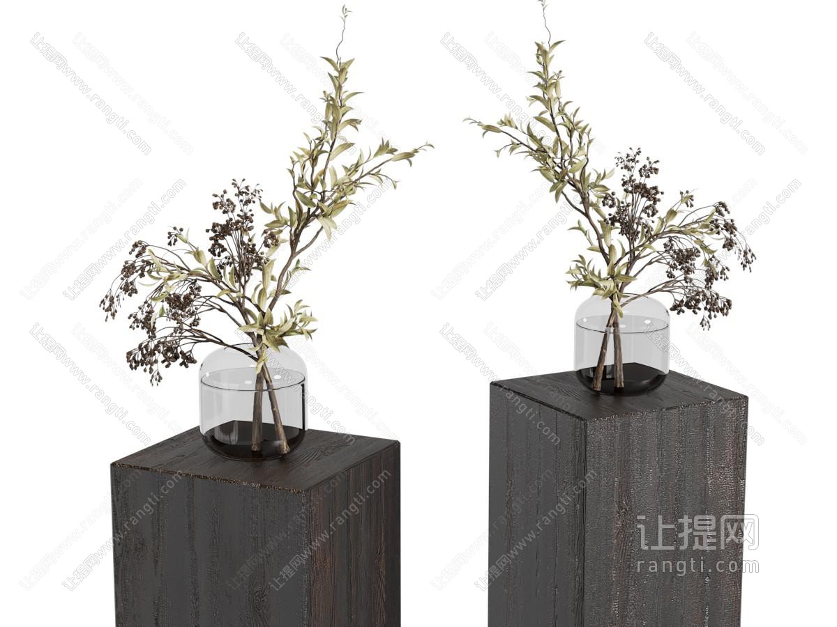 现代玻璃花瓶花卉