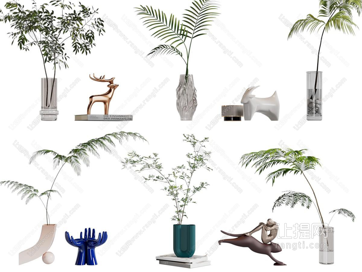 现代花瓶花卉 摆件组合