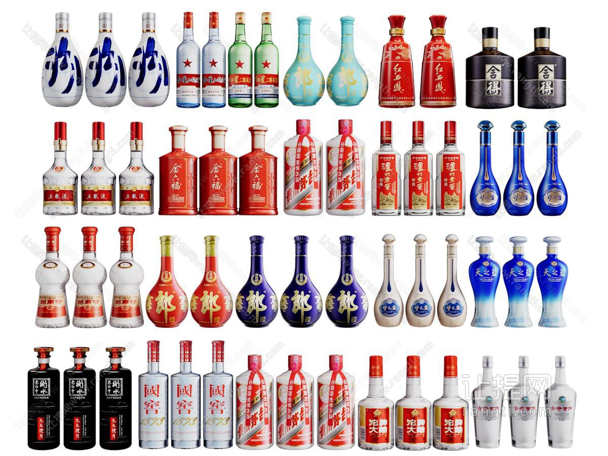 中式陶瓷白酒酒瓶 摆件组合