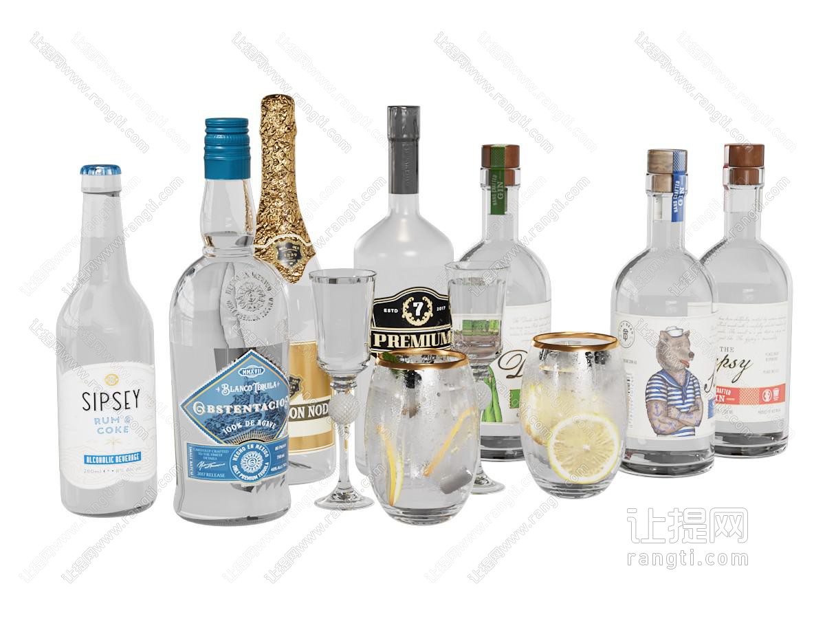 现代红酒 洋酒 饮料组合 厨房用品