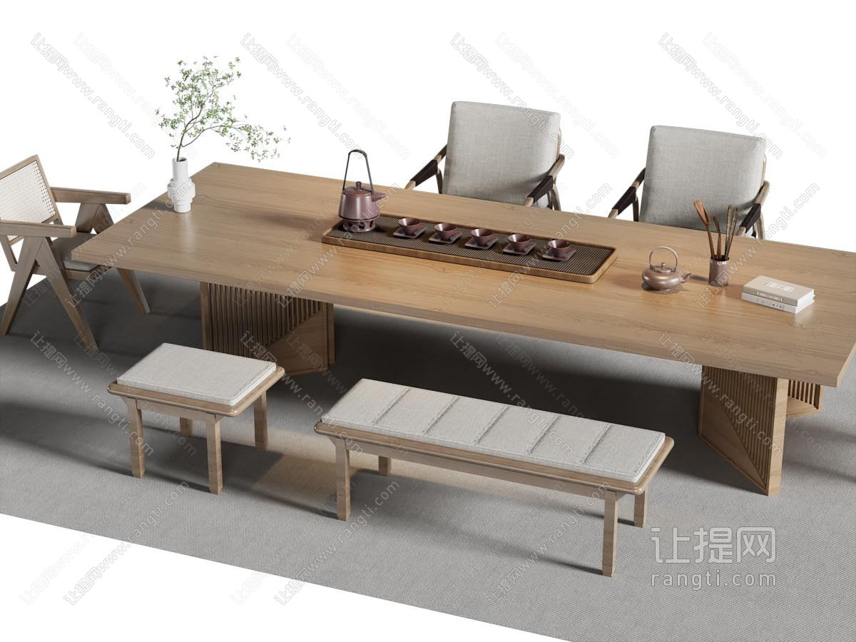新中式茶桌椅组合