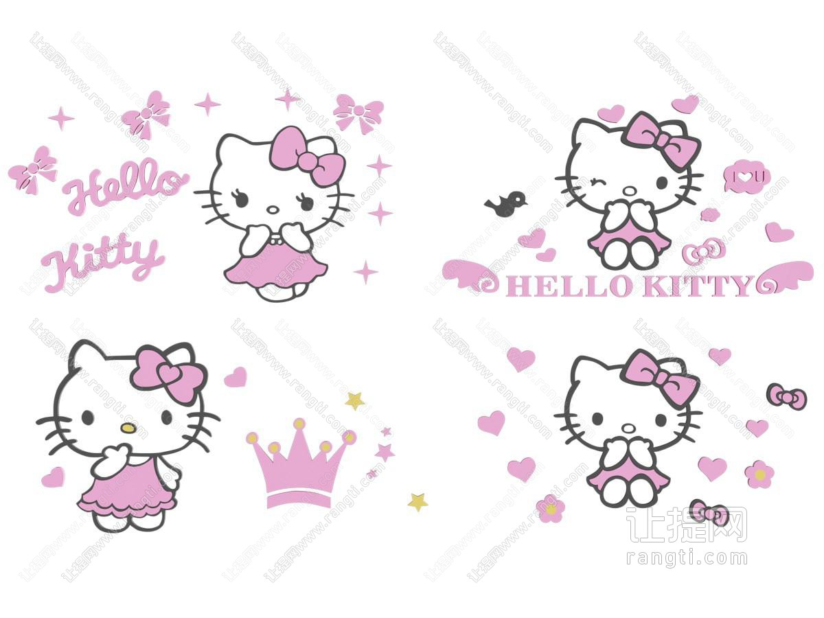 现代Kitty猫剪影 剪纸 墙贴 墙饰