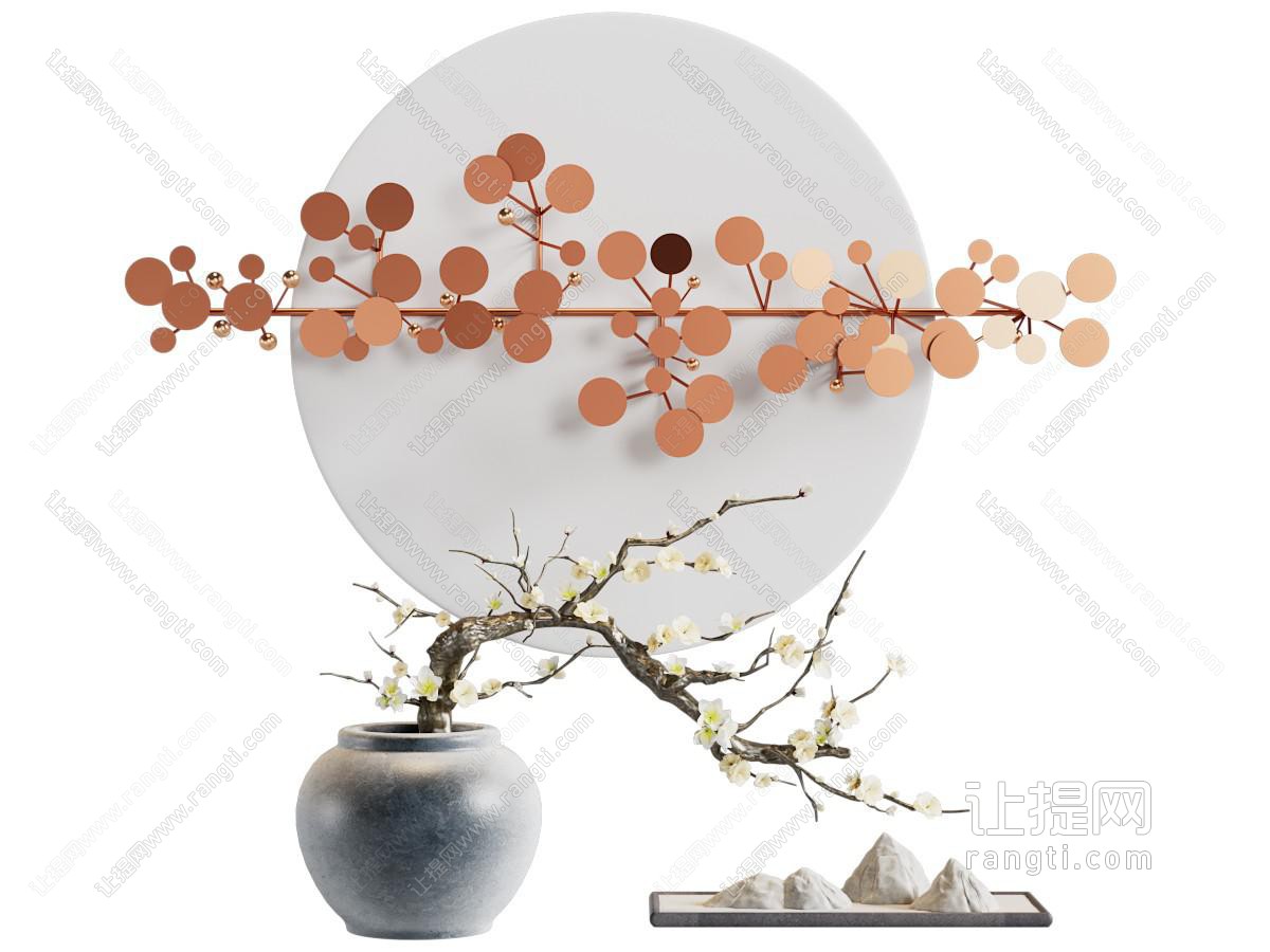 新中式花瓶花卉 墙饰摆件组合