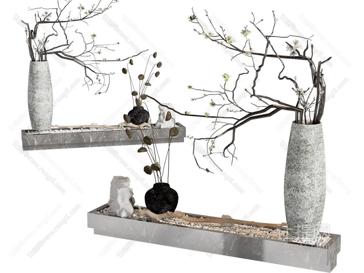 新中式花瓶花卉 花坛景观园艺小品