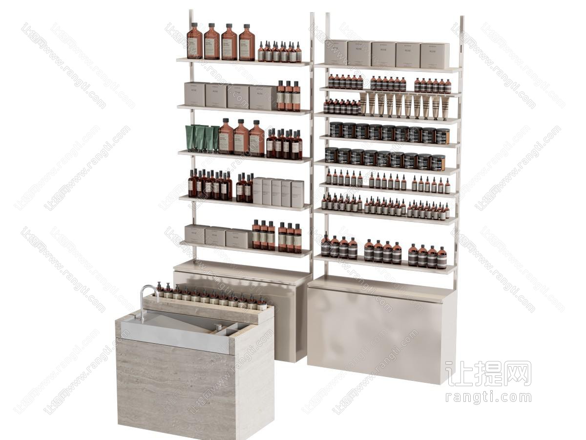 现代化妆品 展柜 货架 洗手台