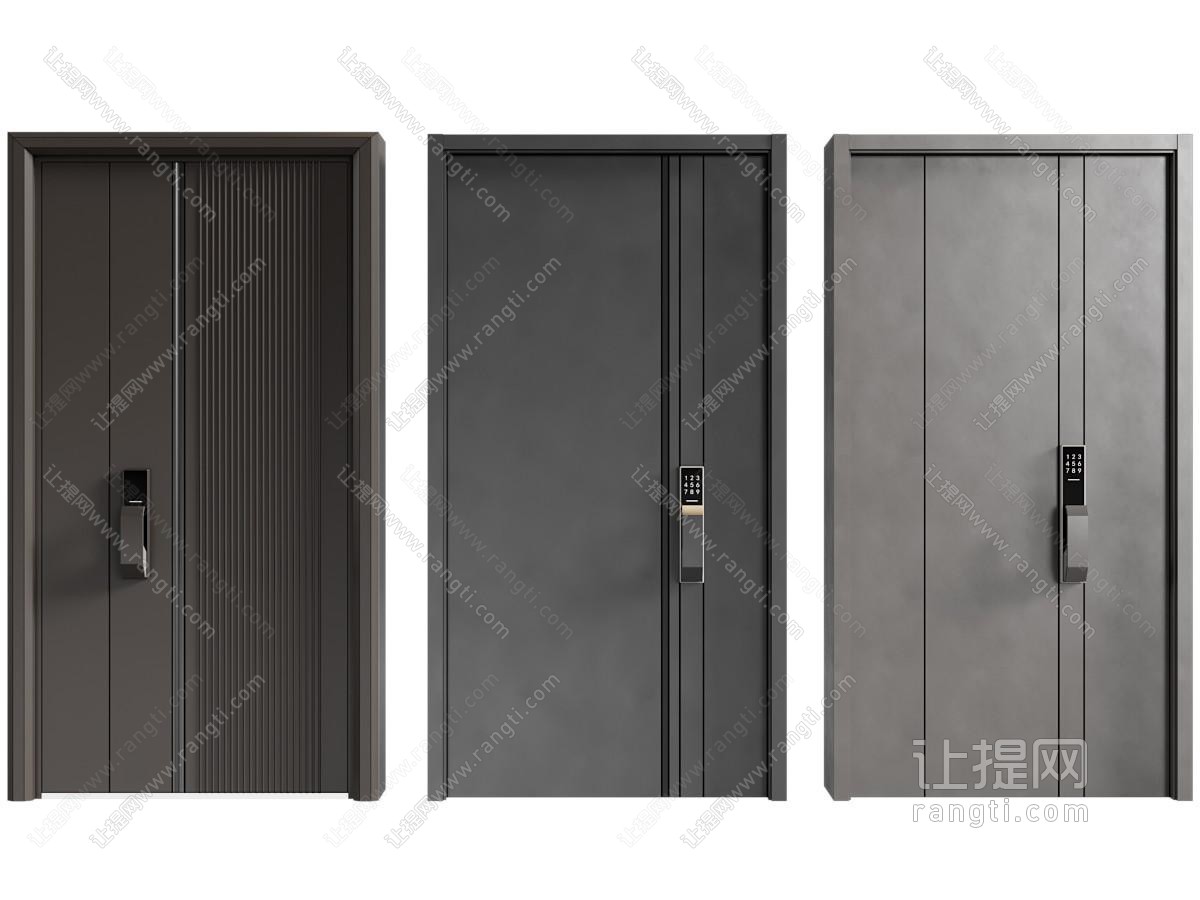 现代密码锁防盗门 入户门 子母平开门