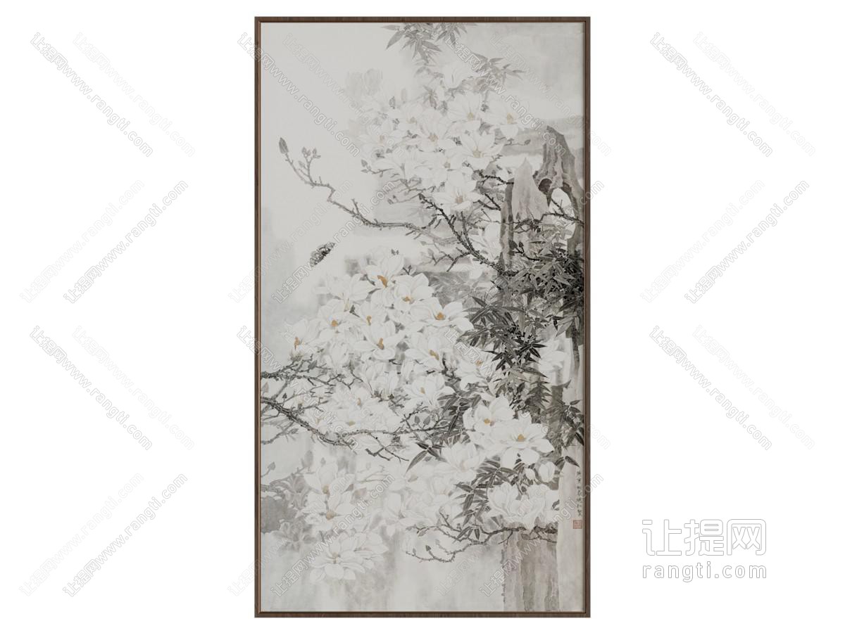 新中式花卉植物装饰挂画
