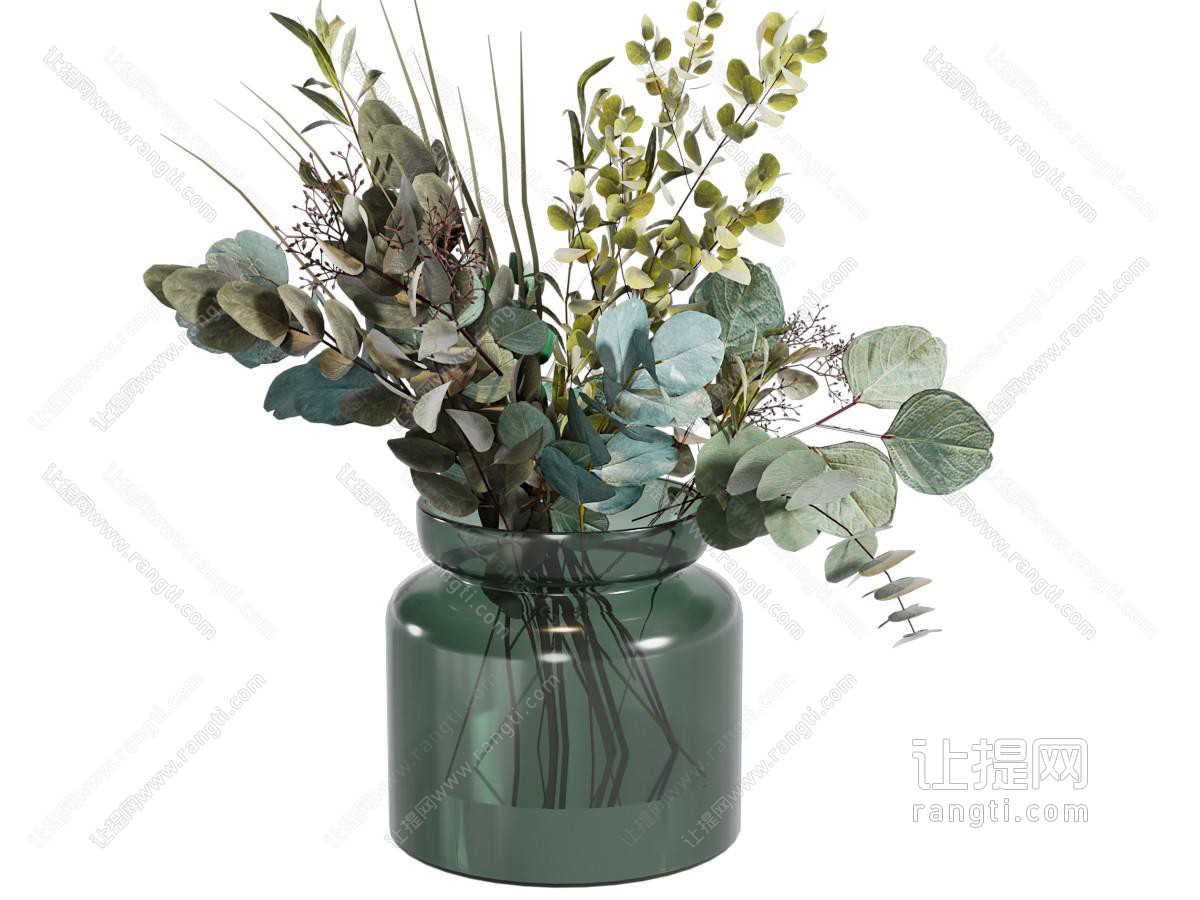 现代彩色玻璃花瓶花卉