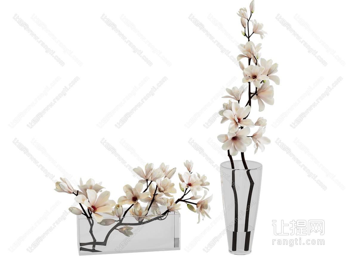 现代玻璃花瓶花卉