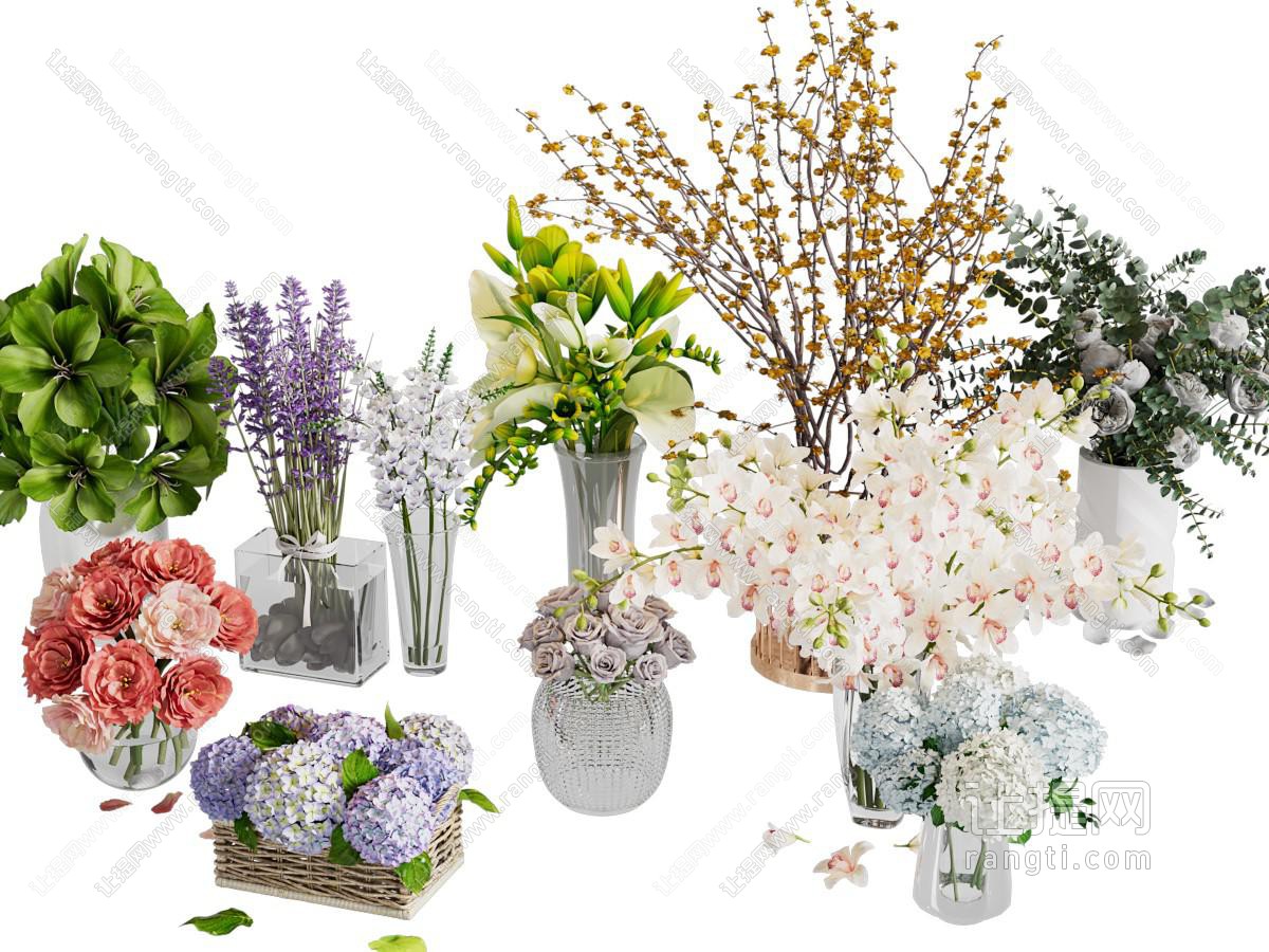 现代花瓶花卉 摆件组合