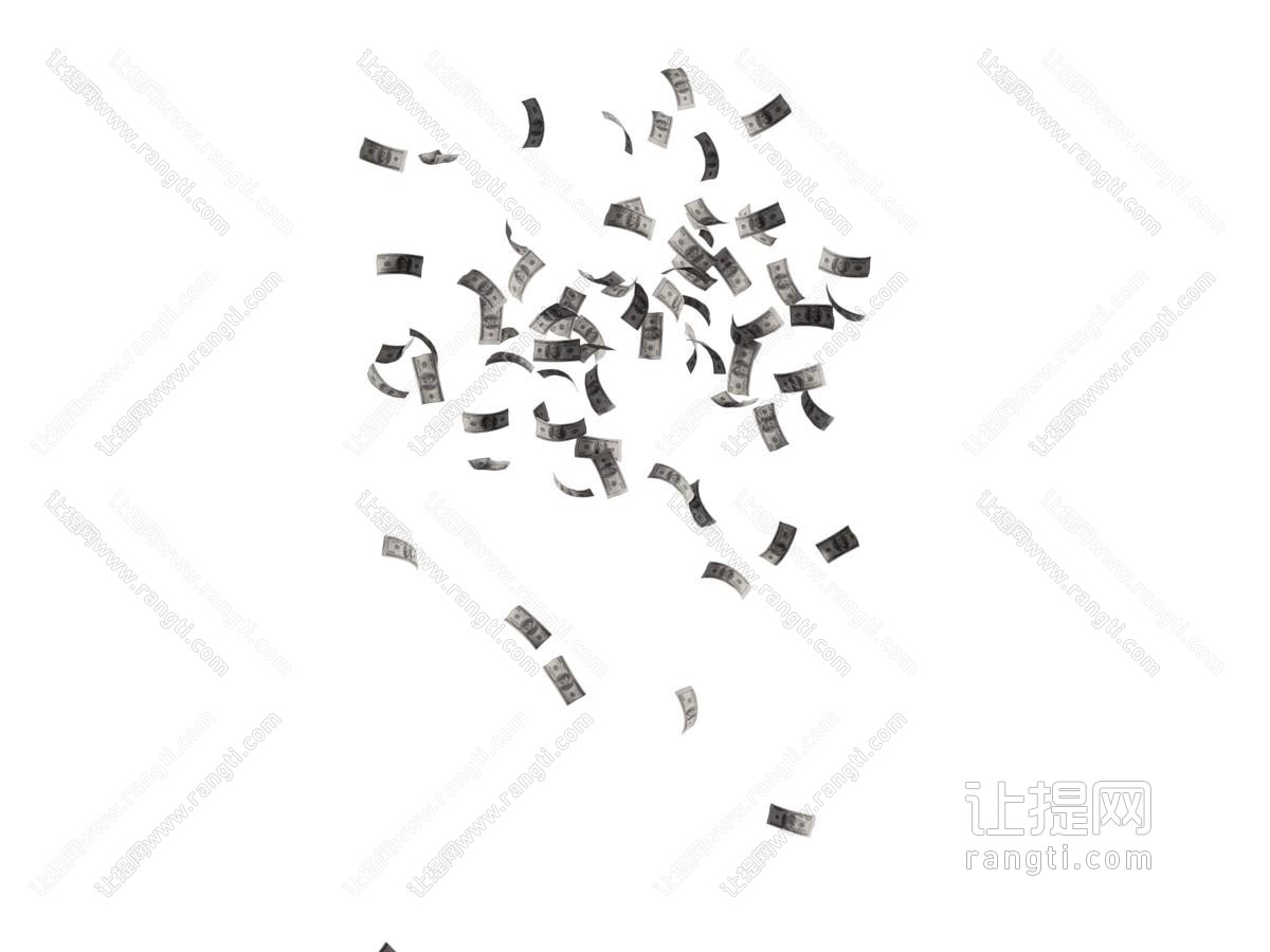 现代空中飞舞散落的纸币 美元
