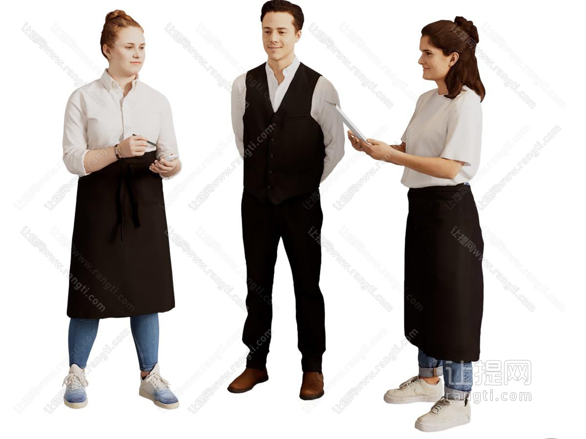 现代服务员 男人 女人 人物 多人