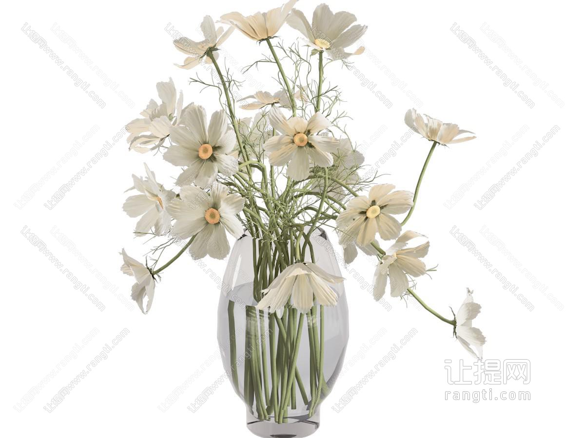 现代玻璃花瓶花卉