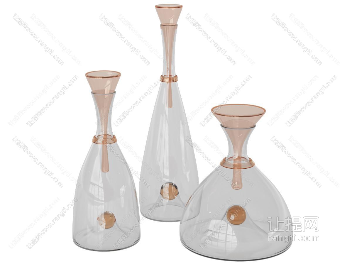 现代玻璃器皿 醒酒器 酒杯醒酒器 摆件组合