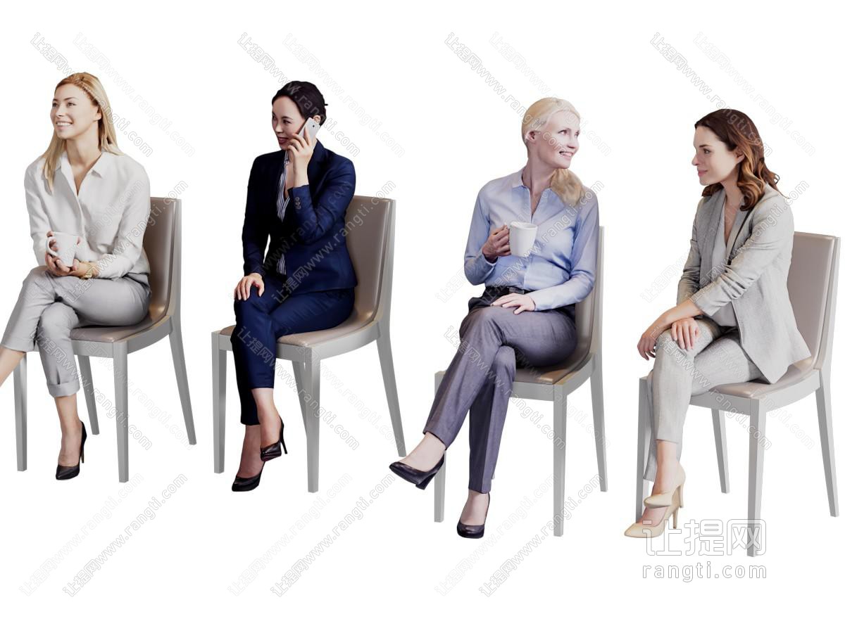 现代坐在椅子上的女人 多人 人物