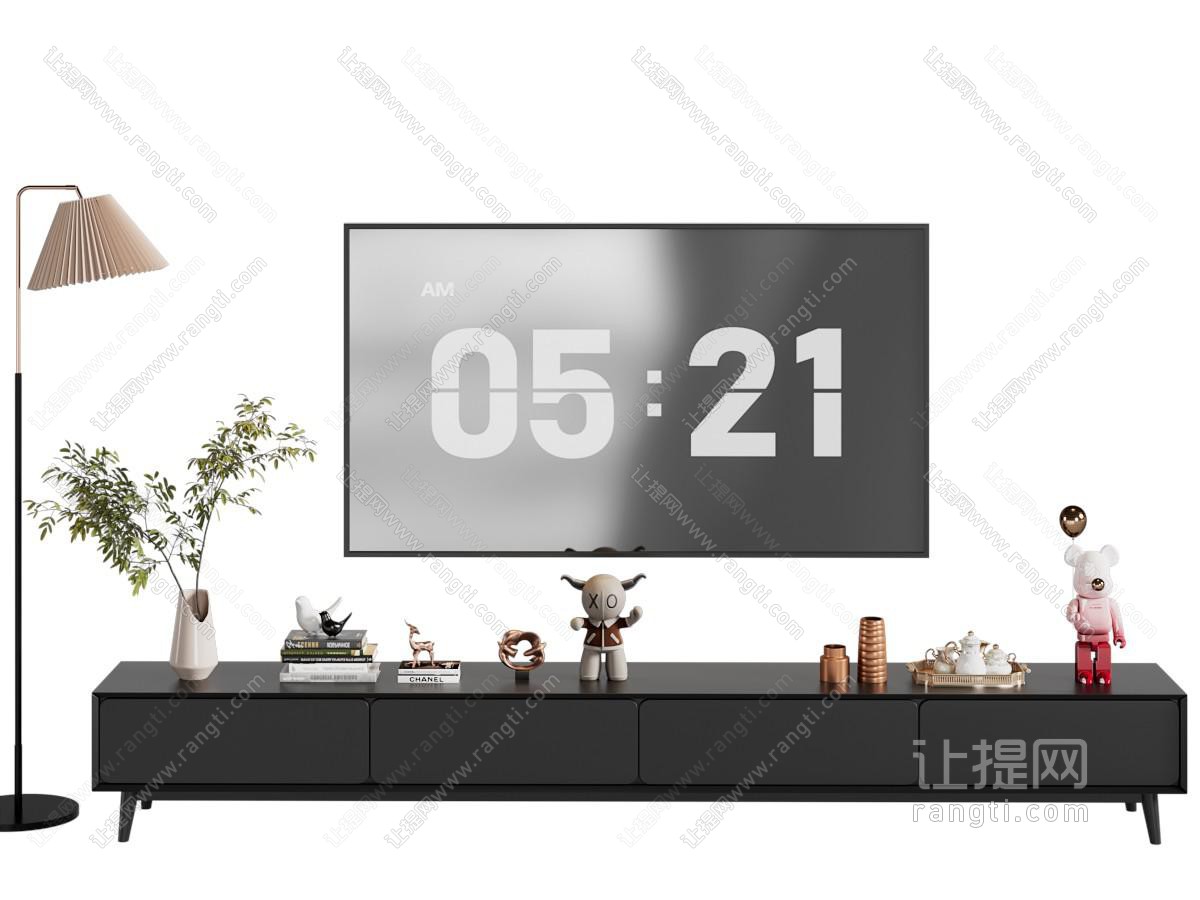 现代黑色电视柜 电视