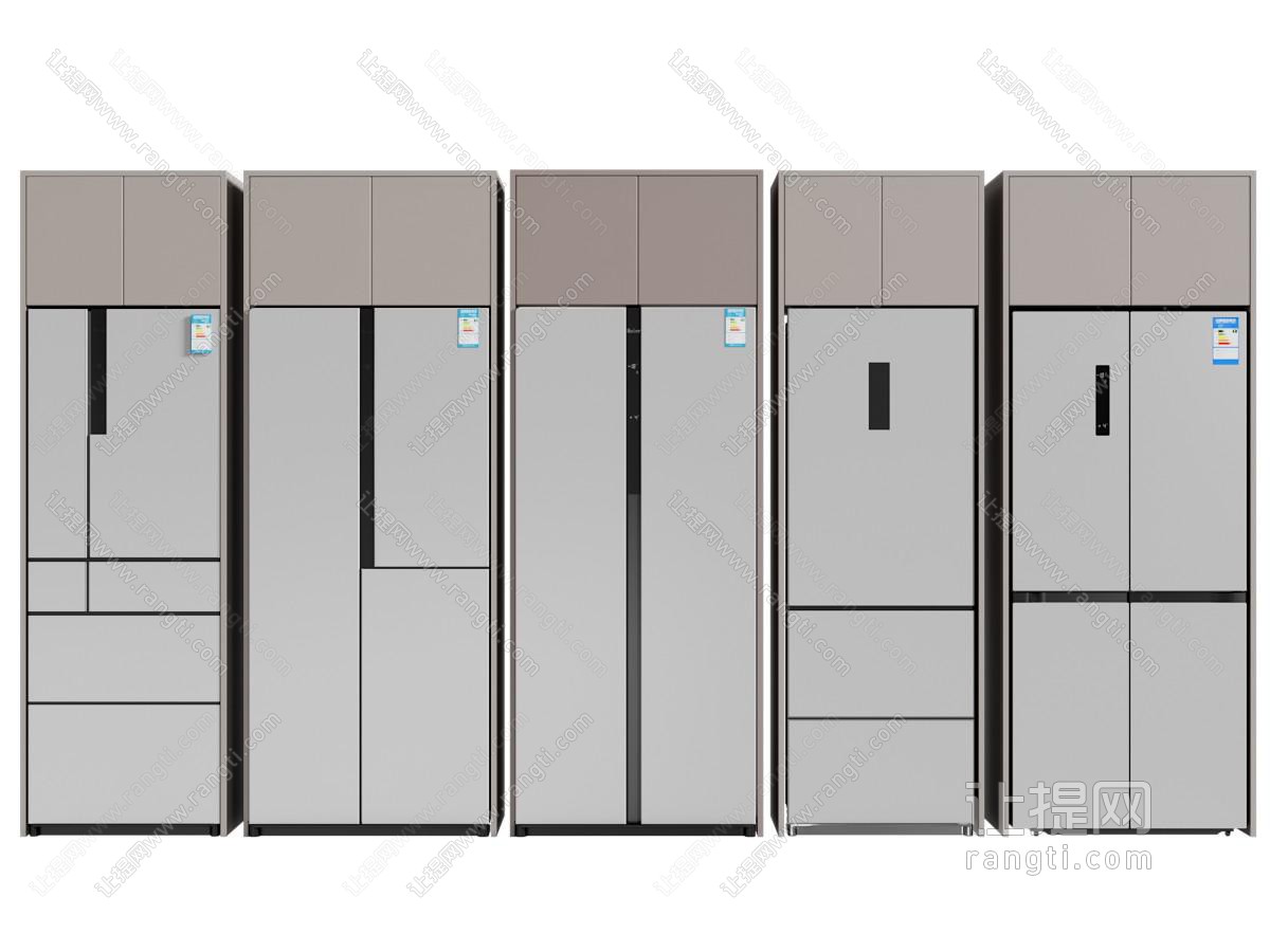 现代嵌入柜体的电冰箱