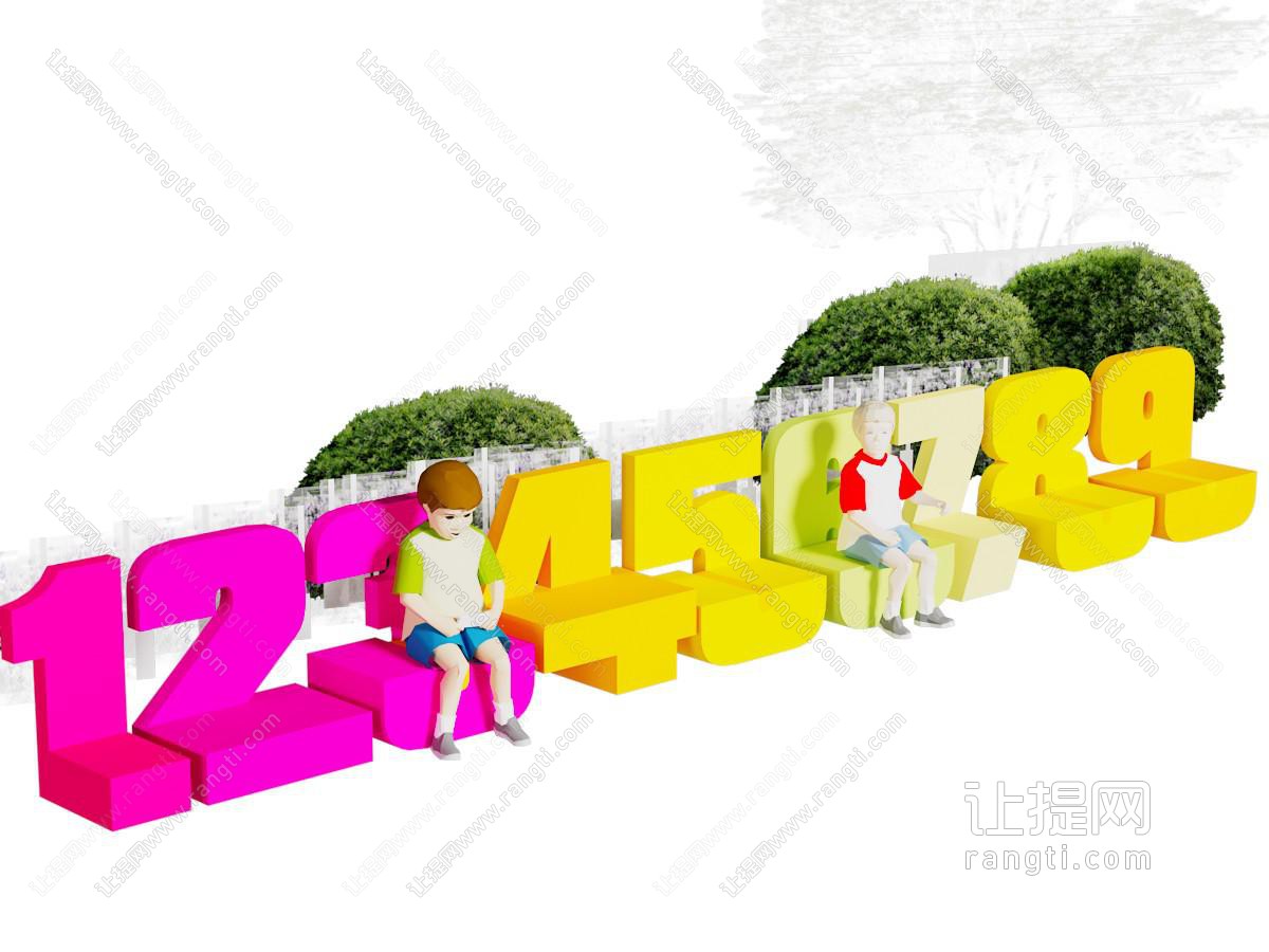 现代数字景观公共椅子