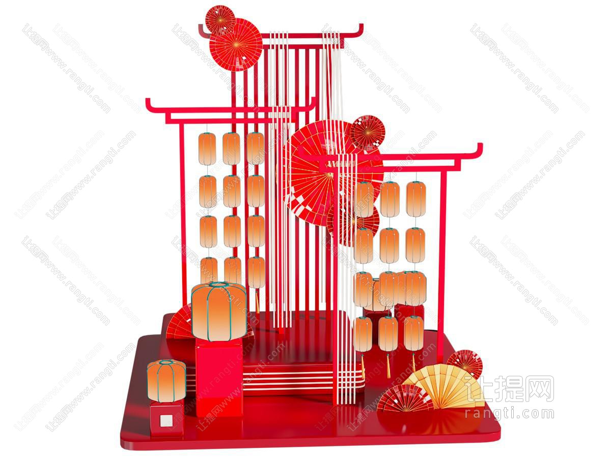 新中式灯笼美陈 节日美陈 摆件组合 户外装置