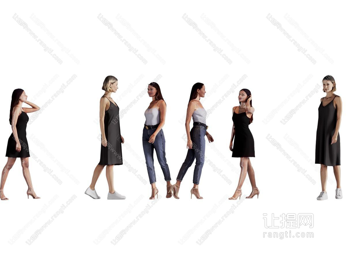 现代走路的女人 多人