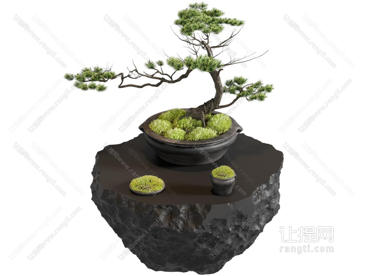 新中式松树盆景盆栽 摆件组合