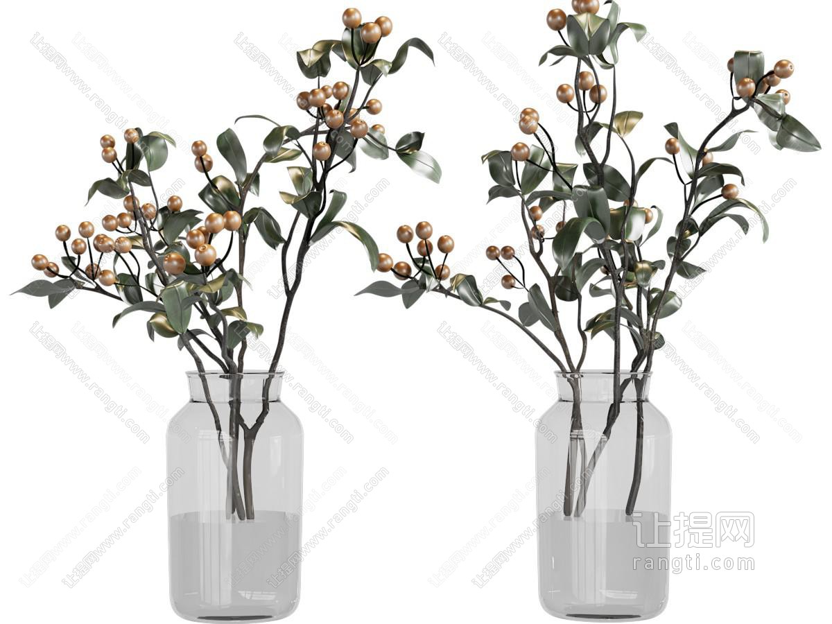 现代玻璃花瓶花卉