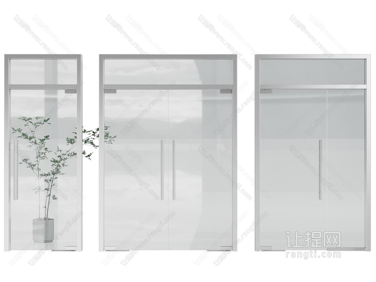 现代办公玻璃平开门 双开门
