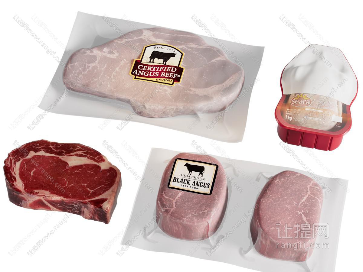 现代真空包装的牛排 生肉 食物