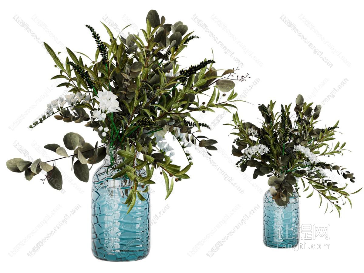 现代彩色花瓶花卉