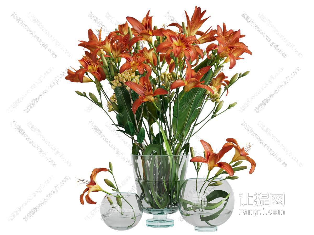 现代玻璃花瓶花卉