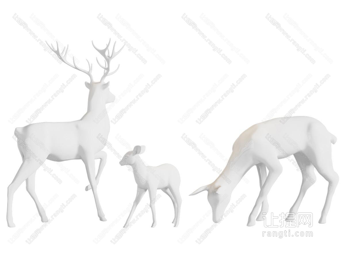 现代麋鹿雕塑雕刻 摆件组合