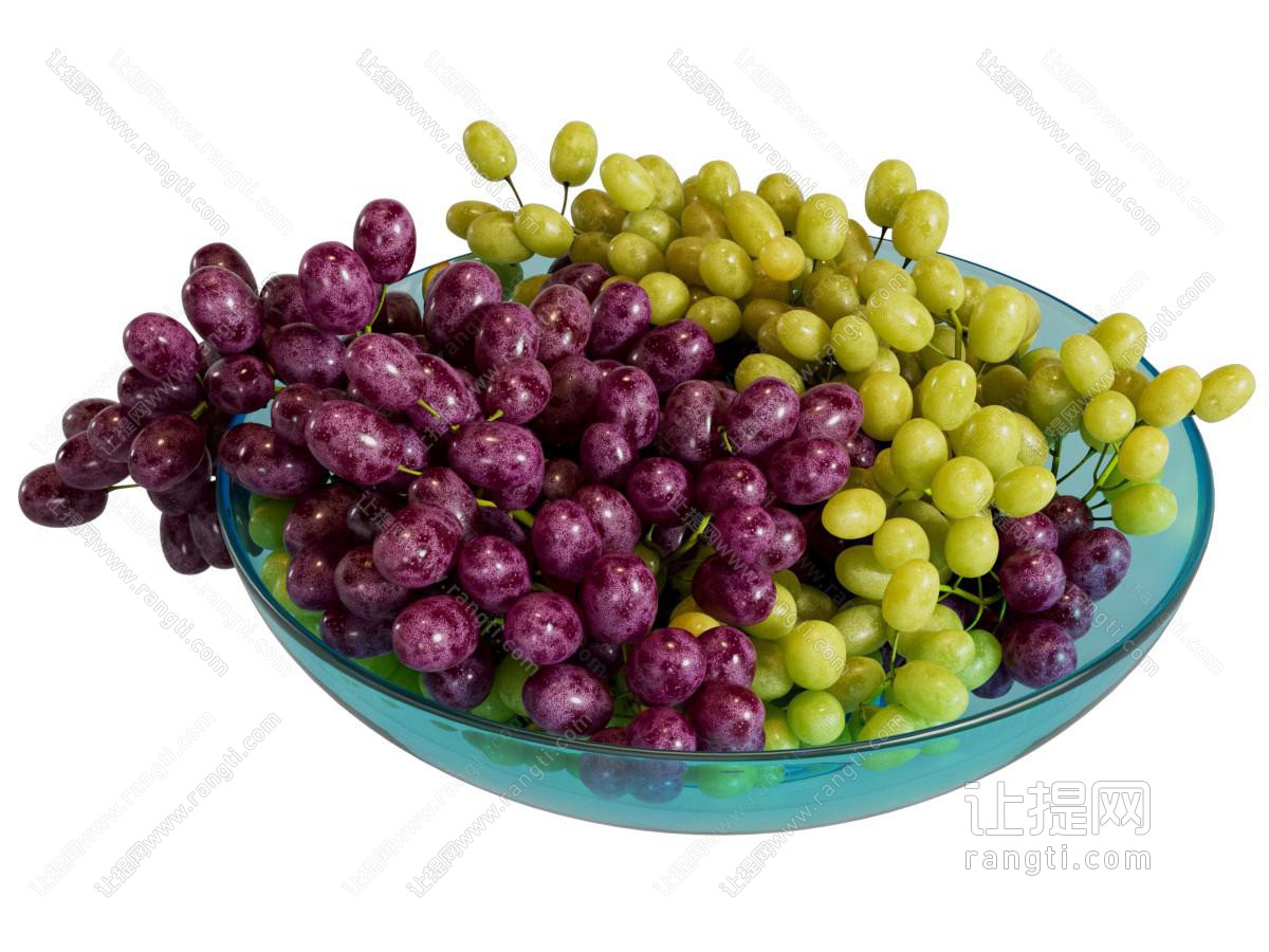 现代彩色玻璃碗 葡萄 水果食物