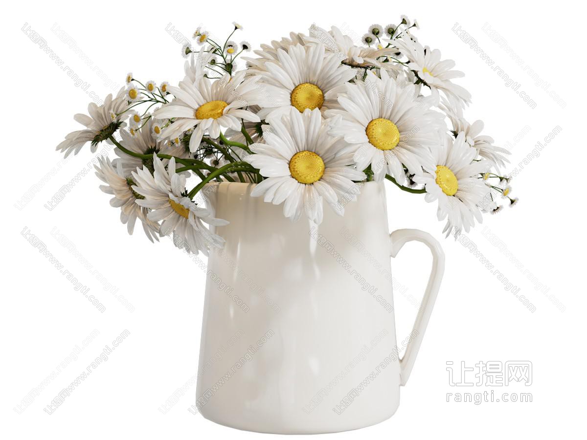 现代花瓶雏菊花卉 摆件组合